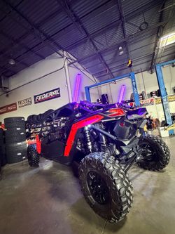 CAN AM Maverick AUDIO WHEELS TIRES accessories lights street-legal kits triple X seats installations. SXS UTV (We Finance)
