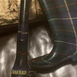 Never Worn Polo Ralph Lauren Plaid Rain Boots