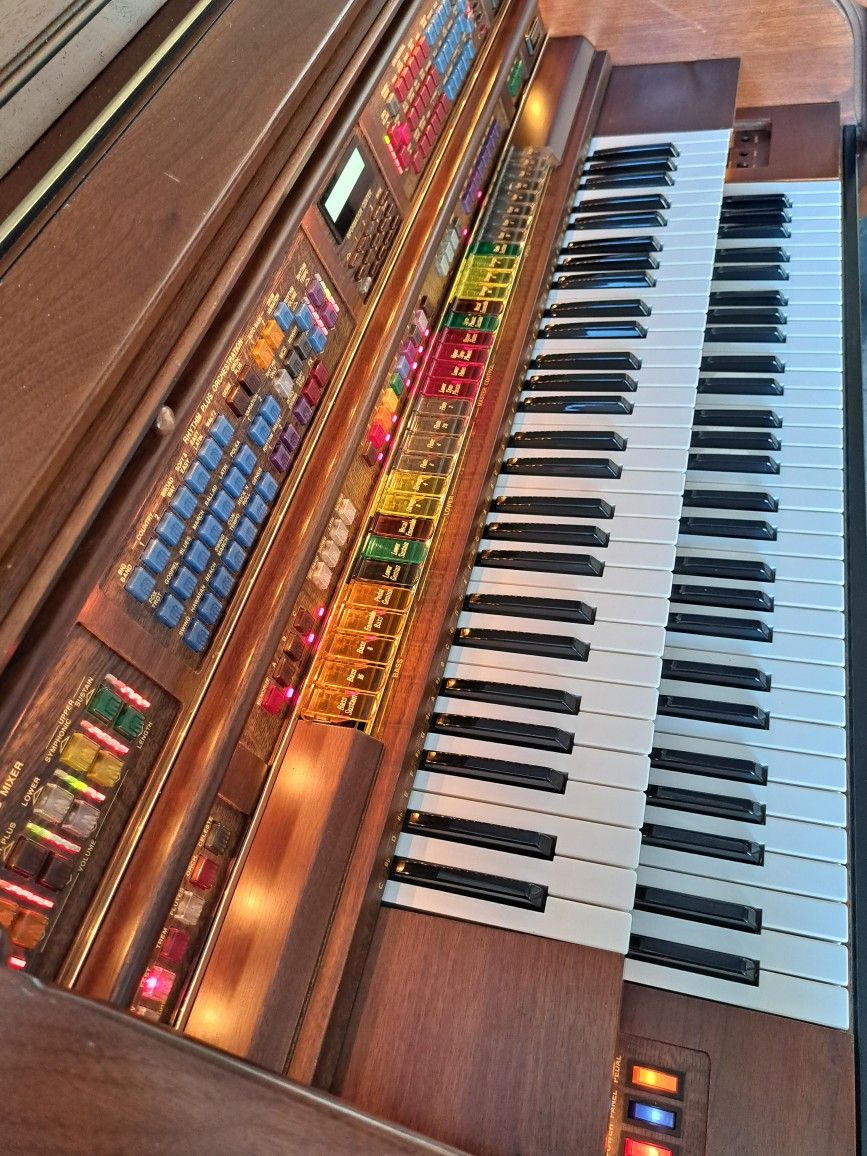 LOWREY ELECTRIC ORGAN IN VERY CLEAN AND GOOD CONDITION. COMES WITH THE ORIGINAL LOWREY BENCH. IT'S A GORGEOUS INSTRUMENT.
