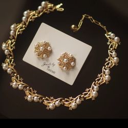 Copper With 18k Plated Gold Necklace And Earrings 