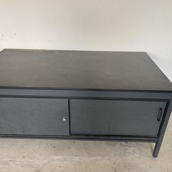 black metal industrial-style console storage