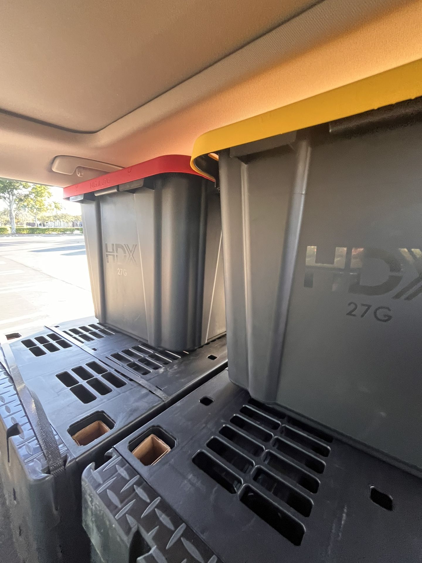 Two Brand New 27 Gallon Containers Yellow And Red