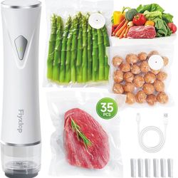 Handheld Vacuum Sealer, Premium Vacuum Sealer for Food + 35 Reusable Sous Vide Bags, Powerful Vacuum Food Sealer for Kitchen, Home, BBQ, Travel