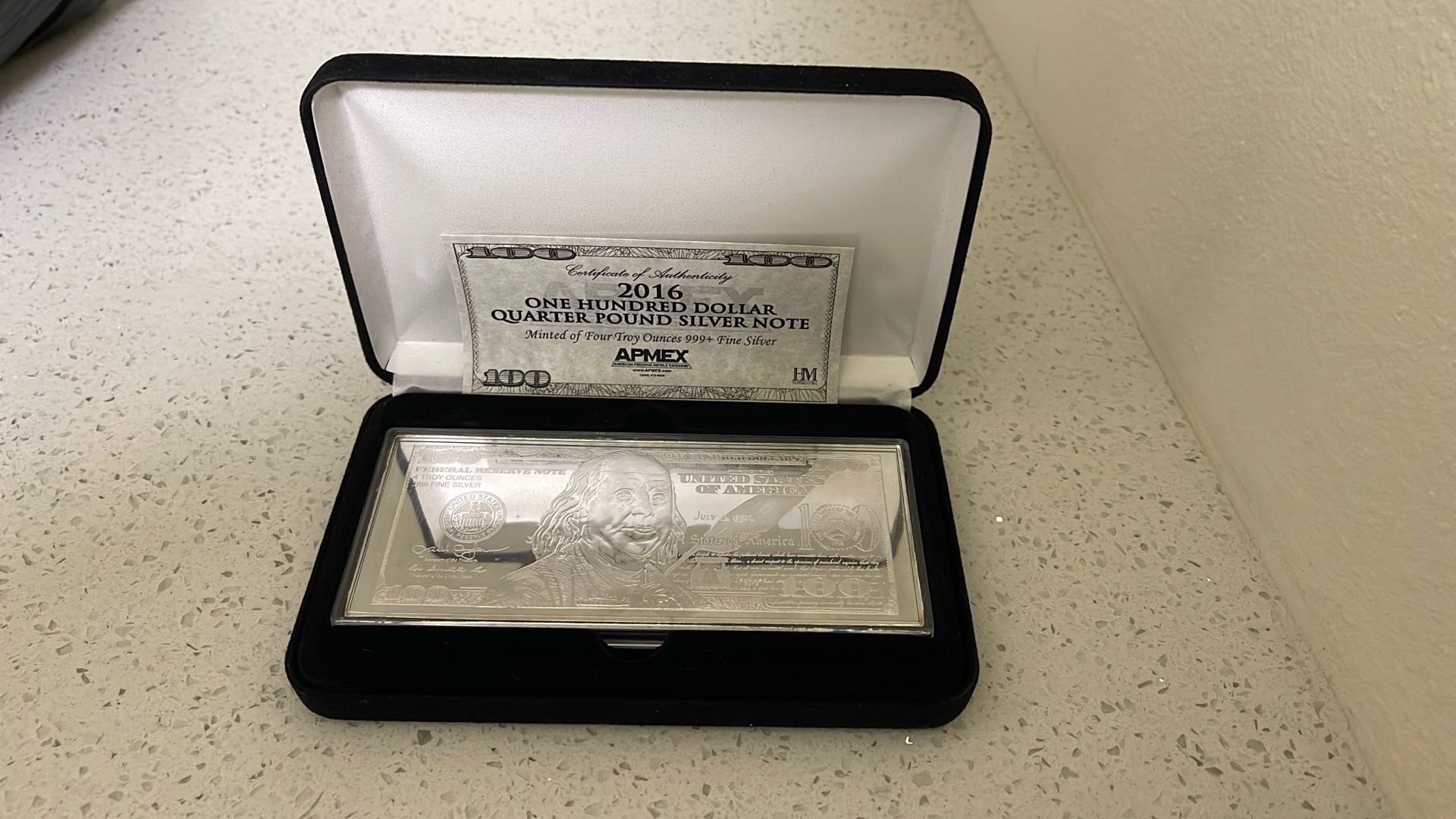$100 Quarter Pound Silver Note