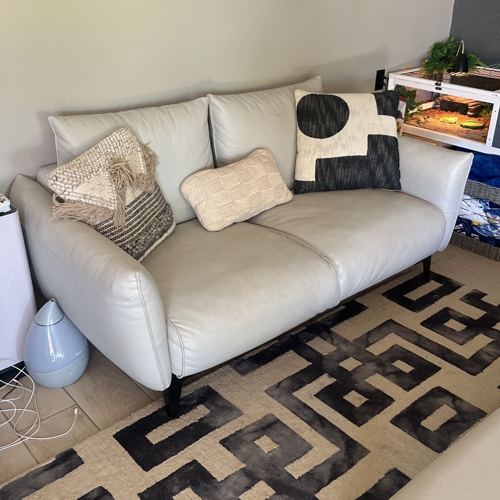 Cream Colored Couches + Coffee Table 