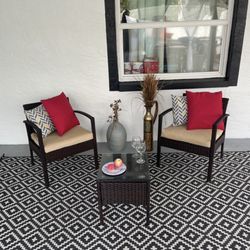 OUTDOOR PATIO FURNITURE WICKER CHAIRS SET