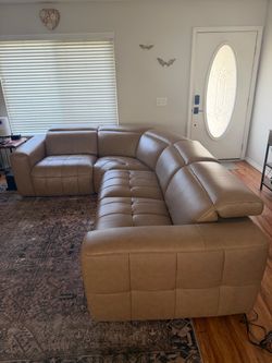 Leather recliner couch