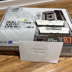 ASUS ROG Strix X870-A Gaming WiFi (Open Box), TeamGroup T-Force Delta RGB 32GB DDR5 6400MHz Bundle