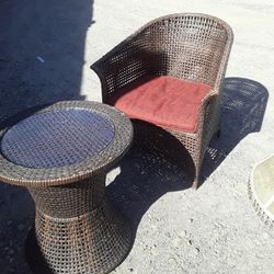Wicker Chair And Table Set