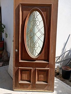 Solid Wood Front Door with Oval Leaded Glass