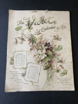 1899 Antique Victorian The Violet Calendar 