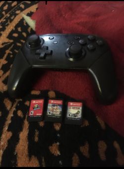 3 switch games and a pro controller