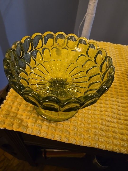 Vintage Candy Dish Green Glass