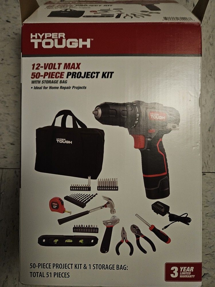 Hyper Tough 12v Max Lithium-Ion Cordless 3/8-inch Drill Driver 50 Piece Set, Used, Great Condition