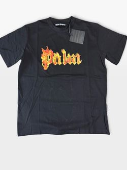 Palm Angels Flame Logo Black T-Shirt