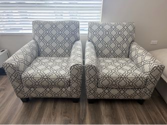 Pair of Matching Accent Chairs – Good/Excellent Condition | Modern Gray & Cream