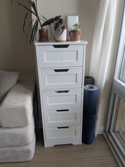 Slim 5-Drawer Storage Cabinet – White