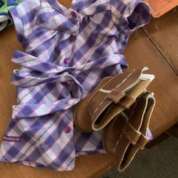 American girl plaid dress and boots