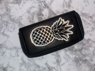Black Pineapple Zip Around Wallet