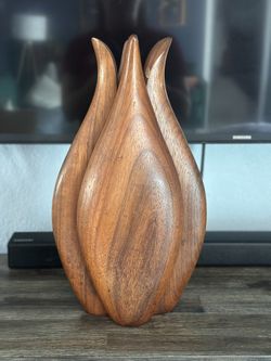 Vintage Modern style teak vase