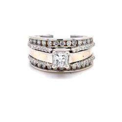 14Kt White Gold Diamond Ring 7.60g Size 6.5 1441