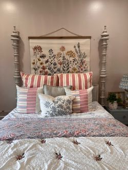 Cottagecore Wildflower Botanical Wall Hanging - Canvas Scroll Decor