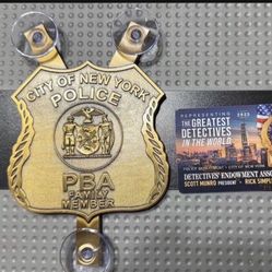 Heavy Brass NYC PBA Window Shield & 2025 DETECTIVE PBA CARD