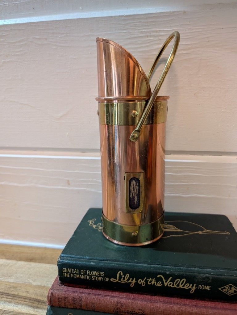 Vintage Brass And Copper Matchstick Holder.