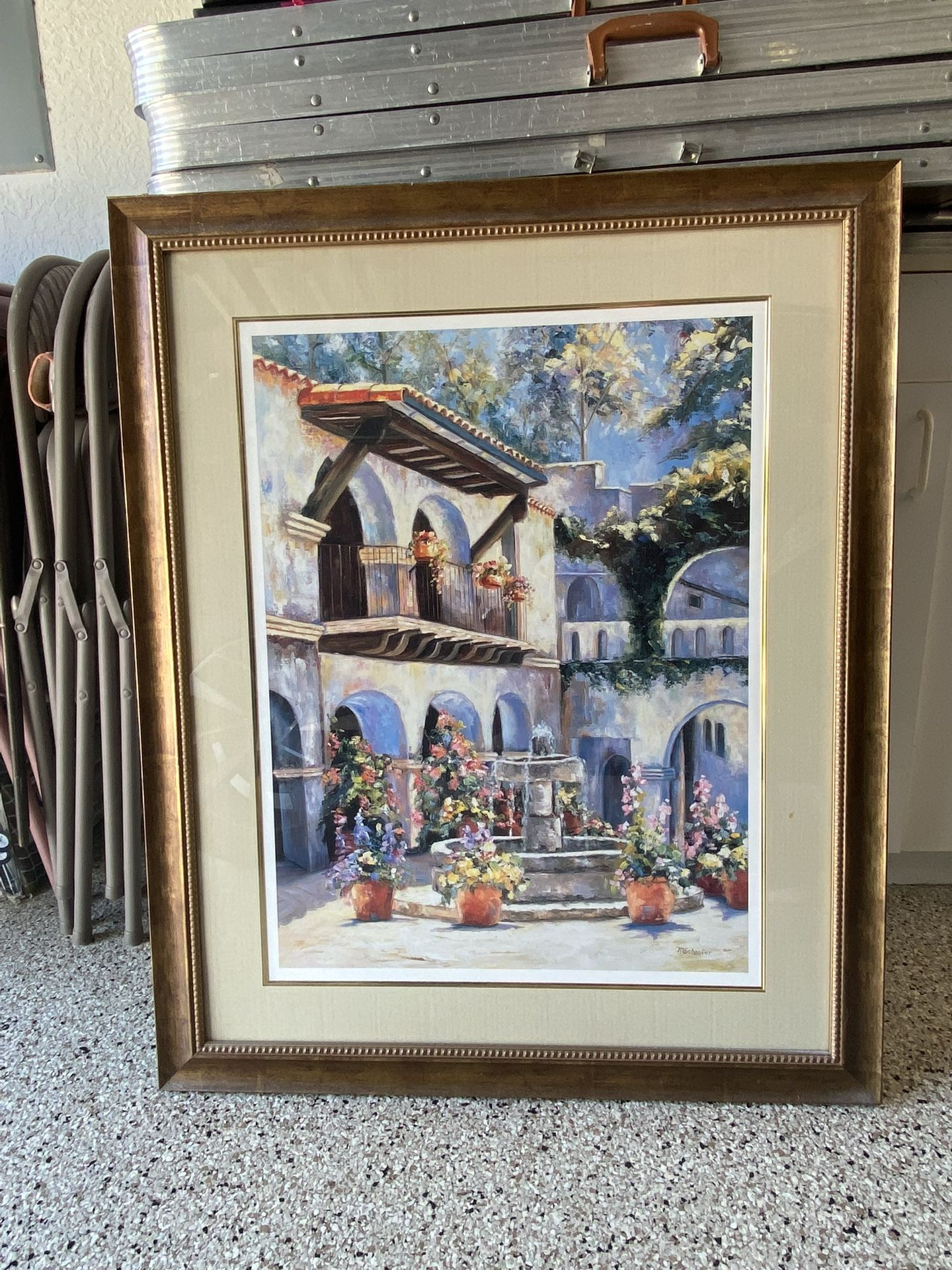 Beautifully Detailed Print- Professional Wood Frame, Matte, Glass 38.5”H x 31.5”W *Pickup Boca Raton