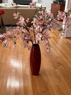 Scheurk Vase With Silk Cherry Blossoms