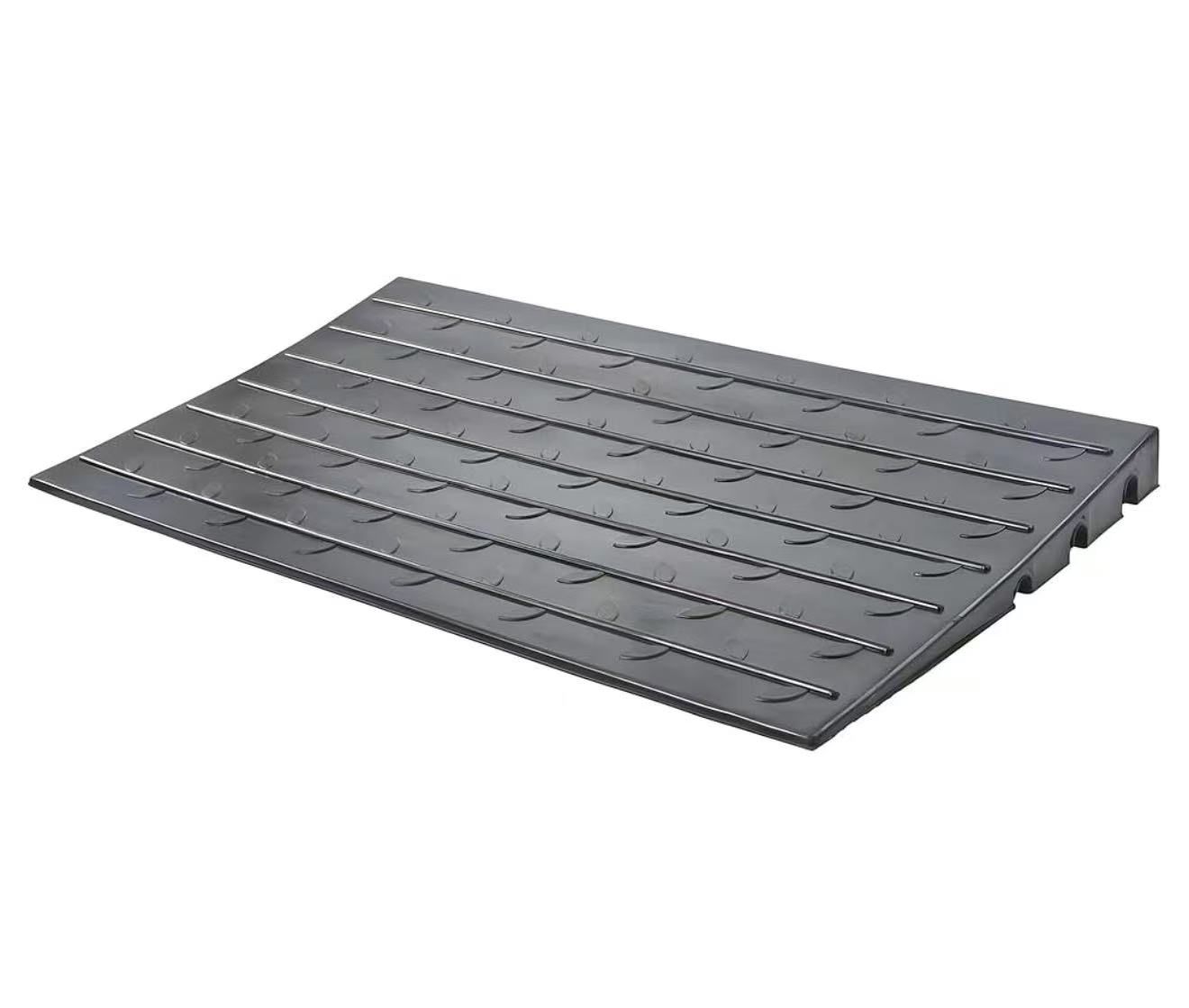 2.5" High Rubber 3-Channel Threshold Ramp for Wheelchairs, Mobility Scooters, and Power Chairs, with Slip-Resistant Surface - DH-UP-8