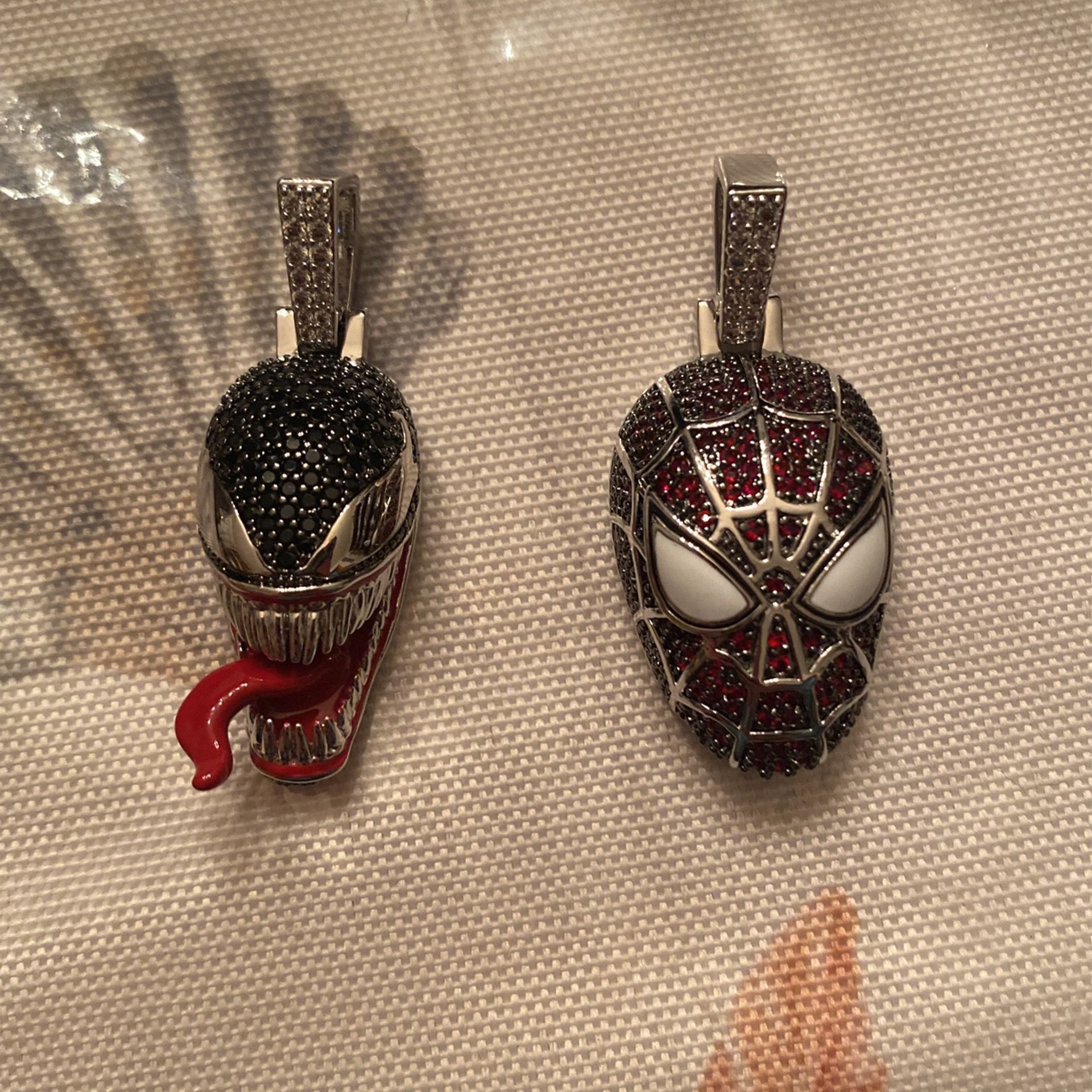 Spider Man And Venom 14k Solid White Gold Pendants From GLD Shop