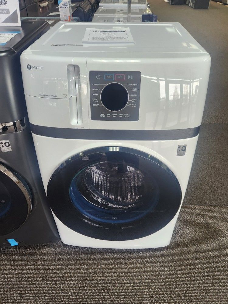 Profile 4.6 cu.ft. Smart UltraFast Electric Washer and Dryer Combo in i White with Ventless Heat Pump Technology