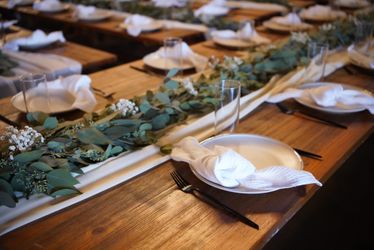 2 CHIFFON TABLE RUNNERS, 35 X 192 INCH IVORY CHIFFON FABRIC