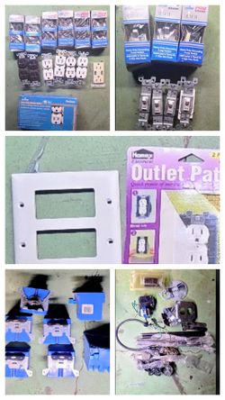 Electrical Hardware Lot – Leviton Outlets, Switches, Blue Electrical Boxes & Misc Accessories