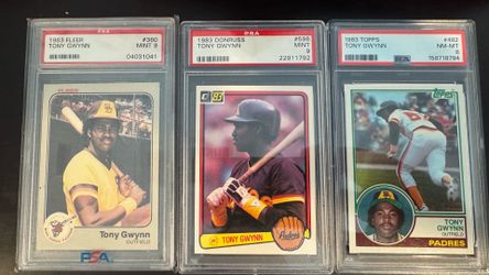 Bundle all Tony Gwynn rookie cards in high PSA grades! 1983 Topps fleer and Donruss PSA 9 PSA 9 and PSA 8