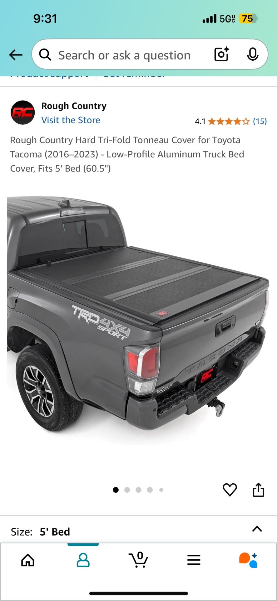 5ft Tacoma New Rough Country Tonneau Cover. Low Profile. 