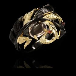 Vintage Flower Design Crystal Ethnic Retro Style Ring Size 7