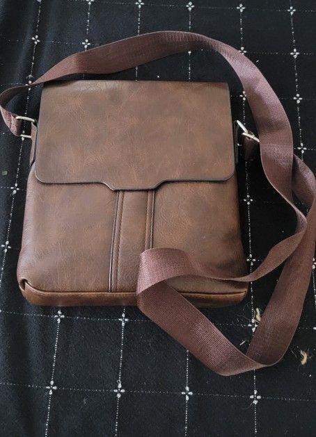 Faux  Leather Messenger Bag