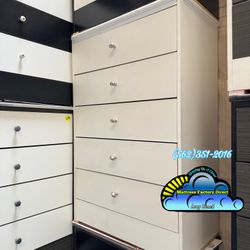 Five Drawer White Compressed Chest Dresser New Comoda 