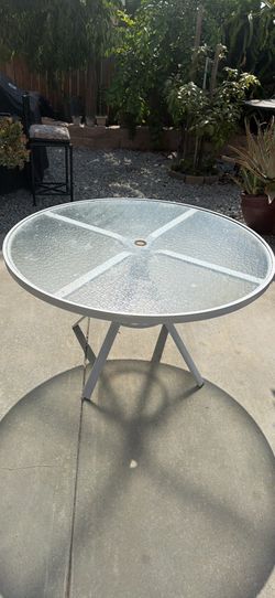 White glass outdoors table