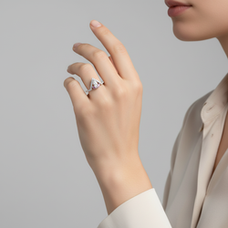 14K White Gold Diamond & Pink Sapphire Womens Ring - 1.07ct