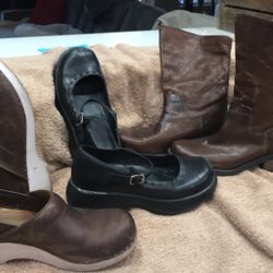$30 total for this lot of 3 shoes/boots. Shoes in good condition, boots are new, Shoes are both Dansko’s, boots are Calvin Klein Jeans brand..