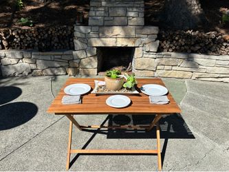 MCM teak wood patio dining table