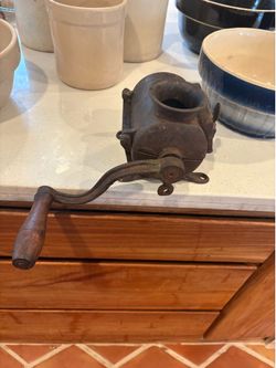 1800s tobacco grinder, cast-iron primitive