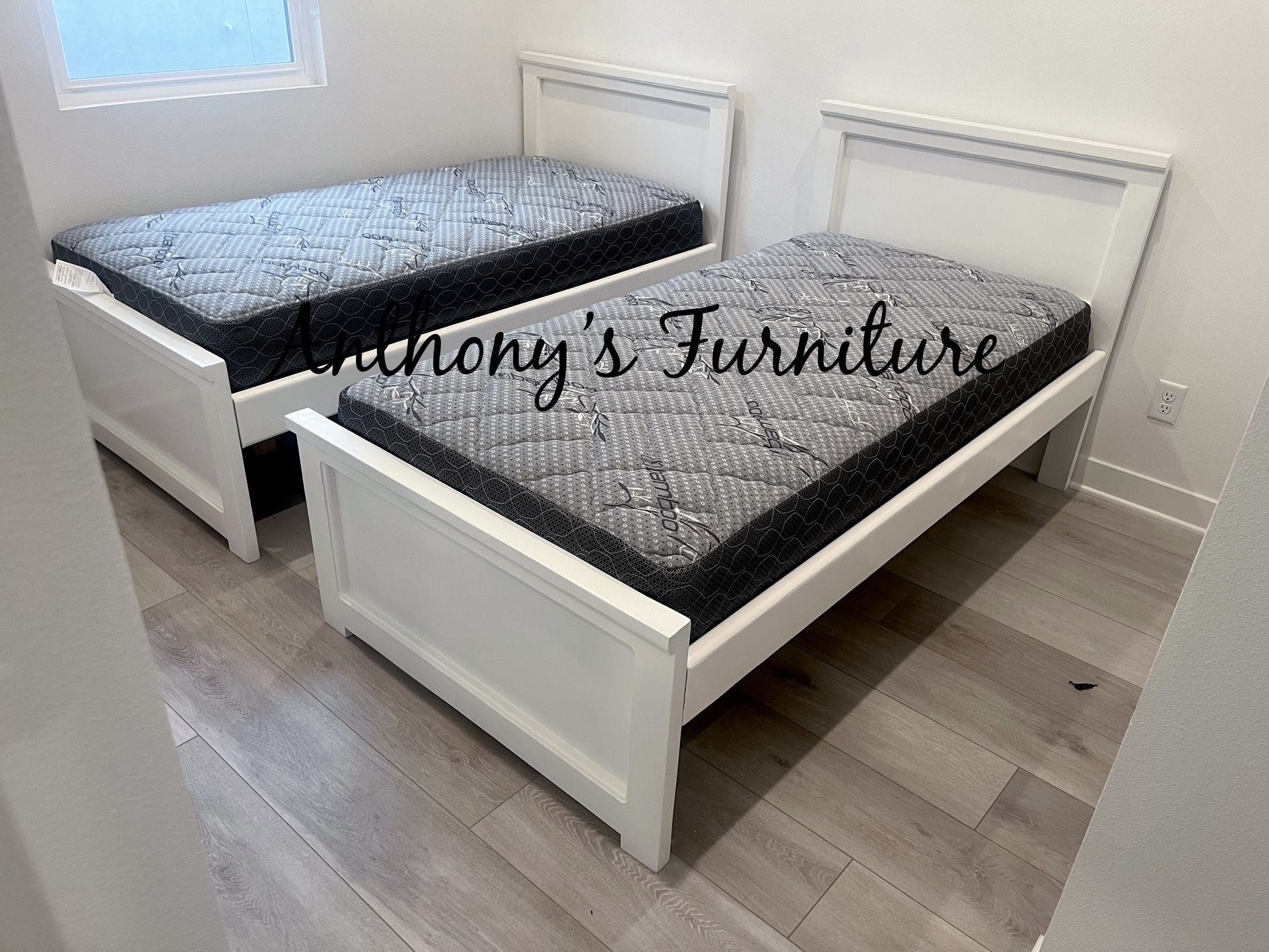 White Twin Bed With Mattress