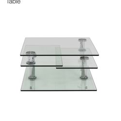 Square Clear Silver Motion Coffee Table