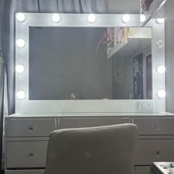 Vanity Mirror and Desk Big and Chair