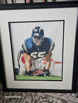 Junior Seau Autographed Lithograph In Matted Frame And Hand Painting!!