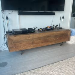Wood TV stand with cabinets